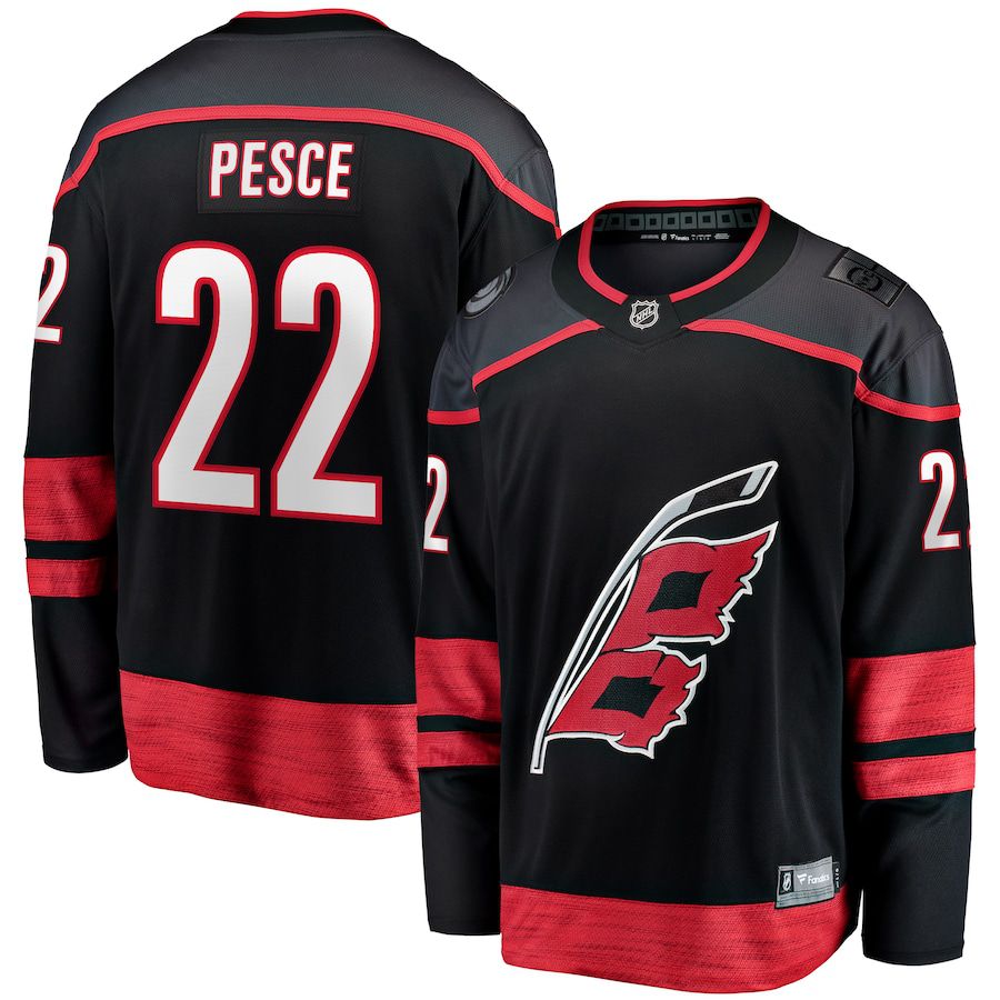 Men Carolina Hurricanes 22 Brett Pesce Fanatics Branded Black Home Breakaway NHL Jersey